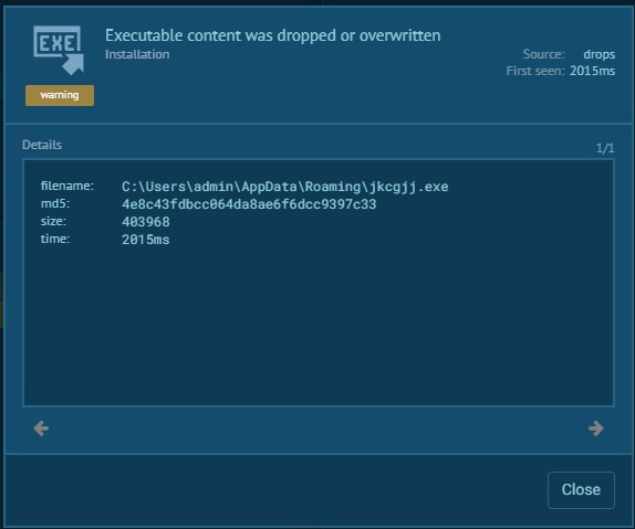 Executable Content was dropped
