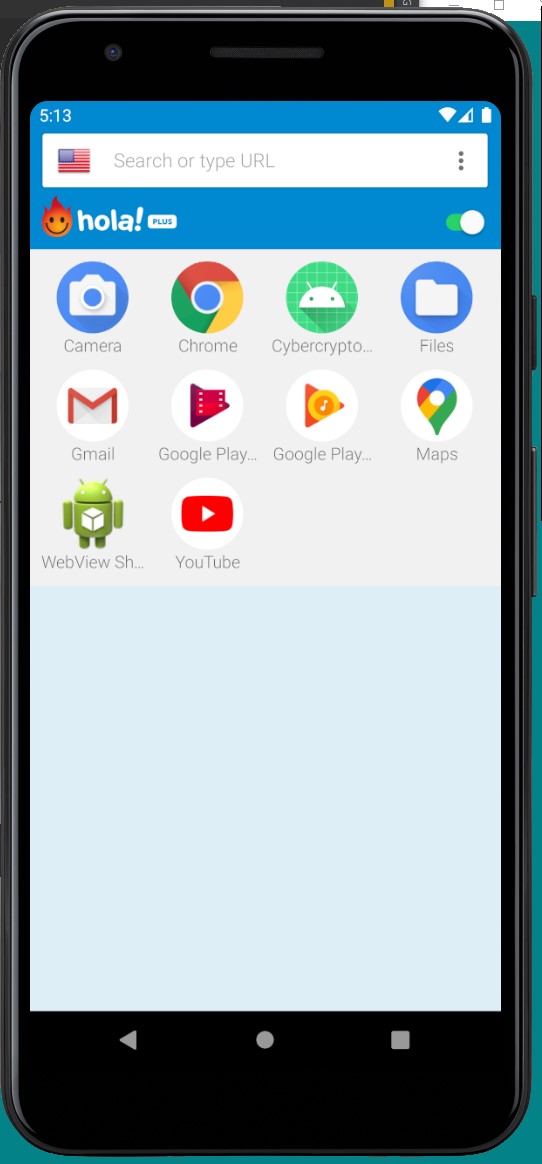 hola vpn main screen